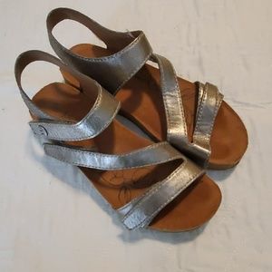 Josef Seibel silver sandals, size 38,euc